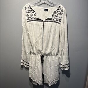GAP Long sleeve embroidered dress White‎ Embroidery Tassel Drawstring SzS Beach